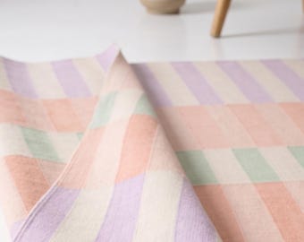 9x12 Pastel Wool Rug | Handmade Scandinavian Minimalist Flatweave Dhurrie Stripes