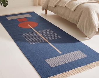 Tapis Dhurrie en laine de Nouvelle-Zélande