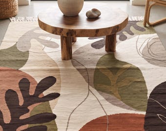 Tapis bohème en coton fait main – Tapis indiens tissés à plat pour la décoration intérieure