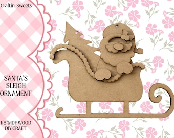 Santa Sleigh Ornament DIY Kit, DIY Holiday Ornament, Santa Craft Kit, Christmas Decor DIY