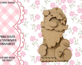 DIY Primitive Santa with Snowman Kit, Christmas Ornament DIY, Christmas crafts