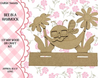 Unfinished Wood Bee in Hammock Craft Kit, DIY Daisy Decor, Summer Honeybee Wood Cutout