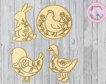 DIY Beginner Embroidery Kit - Set of 4 Country Themed Wood Blanks