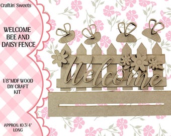 Welcome Bee Daisy Fence Craft Kit, Spring Summer Decor Painting Project