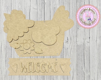 Chicken Welcome Sign - Laser Cut MDF Wood Kit