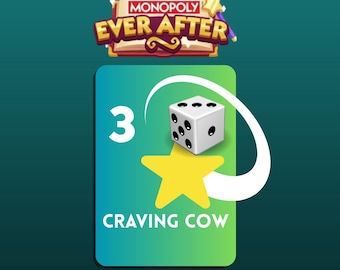 Pegatina Monopoly Go Vaca con antojo 3 estrellas