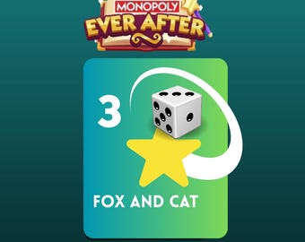 Pegatina de Monopoly Go: Zorro y Gato, 3 estrellas