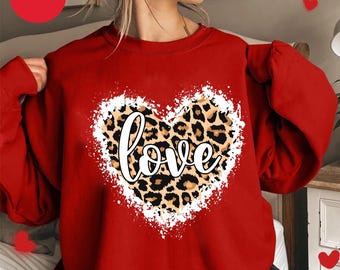 Alla hjärtans dag-t-shirt, rosa alla hjärtans dag-t-shirt, leopard hjärta-t-shirt, damtröja, alla hjärtans dag-t-shirt, mamma-t-shirt, alla hjärtans dag-t-shirt, unisex-t-shirt