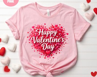 Glad alla hjärtans dag-tröja, Alla hjärtans dag-hjärta-t-shirt, söt Alla hjärtans dag-tröja för kvinnor, romantisk Alla hjärtans dag-present-tröja, kärlekshjärta-tröja, söt present