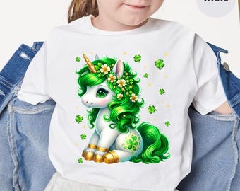 Lucky Unicorn Shirt, St Patricks Day Kids Shirt, Irish Unicorn Tee, Shamrock Unicorn Shirt, Cute St Paddy Girls Outfit