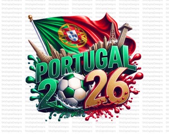 Portugal 2026 Soccer PNG, Portugal Football Shirt Design, World Cup Sublimation Digital Download