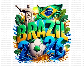 Brasile 2026 Calcio PNG, Design Maglia da Calcio Brasile, Download Digitale a Sublimazione Coppa del Mondo