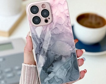 Marmeren iPhone-hoesje: beschermhoes van gehard glas, slank ontwerp