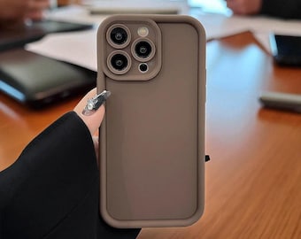 Minimalist Beige Brown iPhone Case: Slim Shockproof Protective Cover