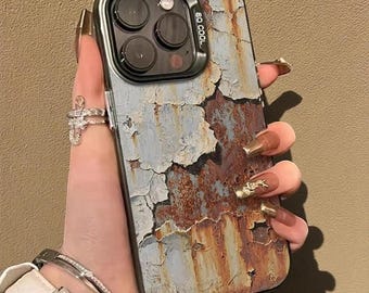Retro Industrial Rust iPhone Case: Matte Anti-Fall Protective Cover