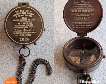 Personalized Engraved Compass: Religious Gift for First Communion, Confirmation, Baptism
