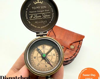 Personalized Brass Compass, Engraved Godfather Gift, Christening Gift