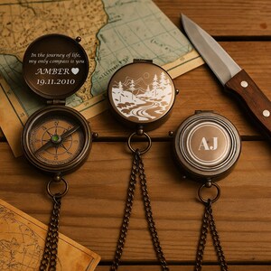 Engraved Brass Compass, Retirement Gift, Personalized Thank You Gift