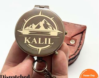 Personalized Compass Wedding Favor, Engraved Brass Keepsake, Groomsmen Gift