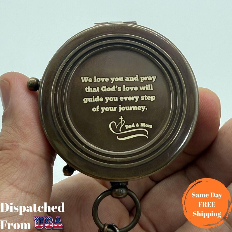 Engraved Brass Compass, Retirement Gift, Personalized Thank You Gift