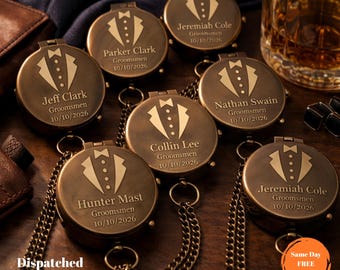 Personalized Engraved Compass Groomsmen Gift, Custom Wedding Gift