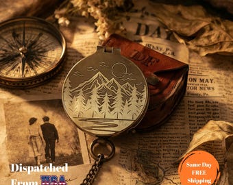 Engraved Compass Gift for Him, Personalized Vintage Compass, Memorial Keepsake