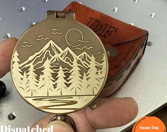 Personalized Brass Compass: Engraved Anniversary, Birthday Gift for Him
