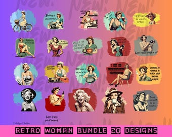Retro Housewife PNG Clipart Bundle | Sassy 1950s Woman (Digital Download)