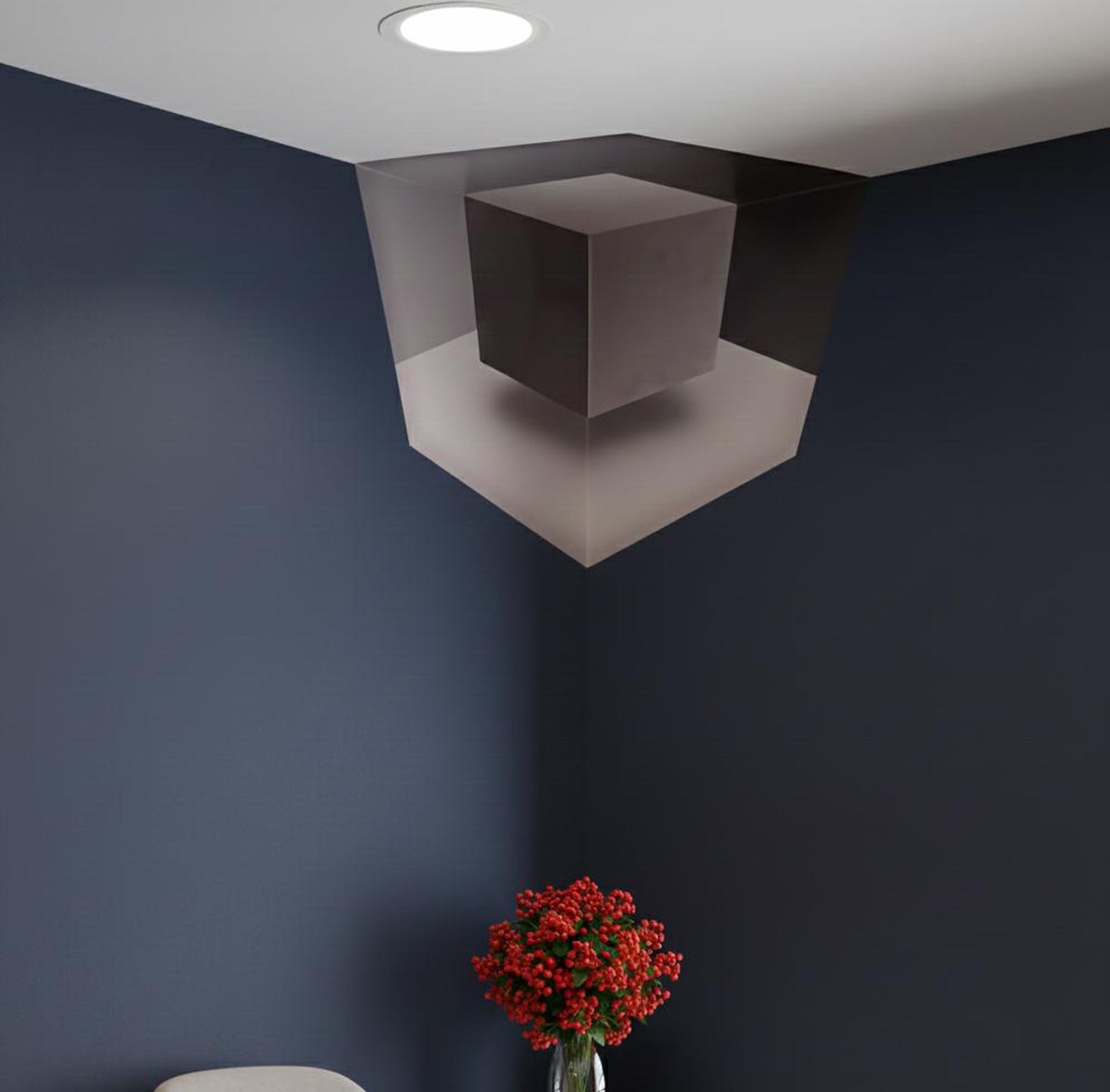Trending 3D Cube Ceiling Sticker, Ceiling Corner Wall Art, Digital ...