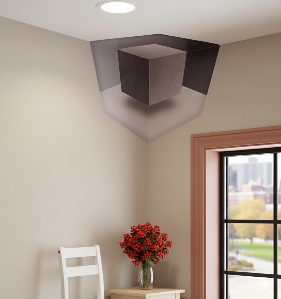 Trending 3D Cube Ceiling Sticker, Ceiling Corner Wall Art, Digital ...