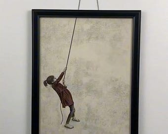 Viral Modern Minimalist Illusion Wall Art, Floating Girl Optical Illusion Poster, Surreal Neutral Home Decor digital download
