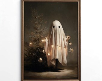 Christmas Ghost Art Print | Spooky Holiday Decor (Digital Download)