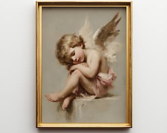ヴィンテージの天使たち画像：守護天使の印刷可能なアートワーク