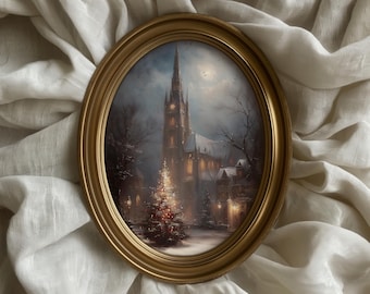 Gothic Christmas Church Art Print | Dark Academia Holiday Decor (Digital Download)