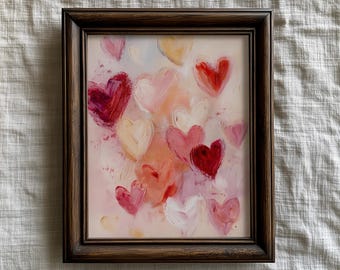 Abstract Hearts Painting Print – Romantic Valentine's Day Wall Art (Digital Download)