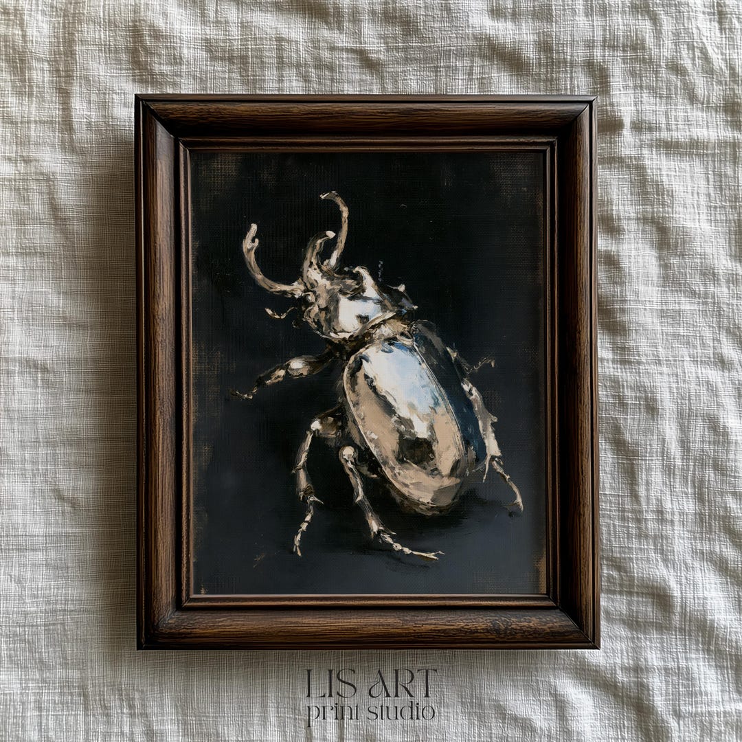 Vintage Beetle Printable Wall Art, Dark Academia Insect Print, Antique ...