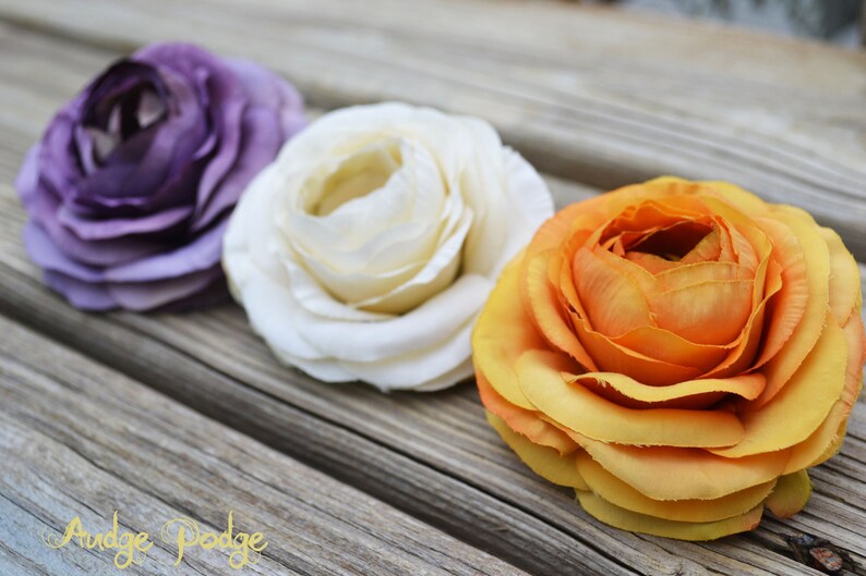 Ranunculus Flower Hair Clip Choose Your Color Etsy