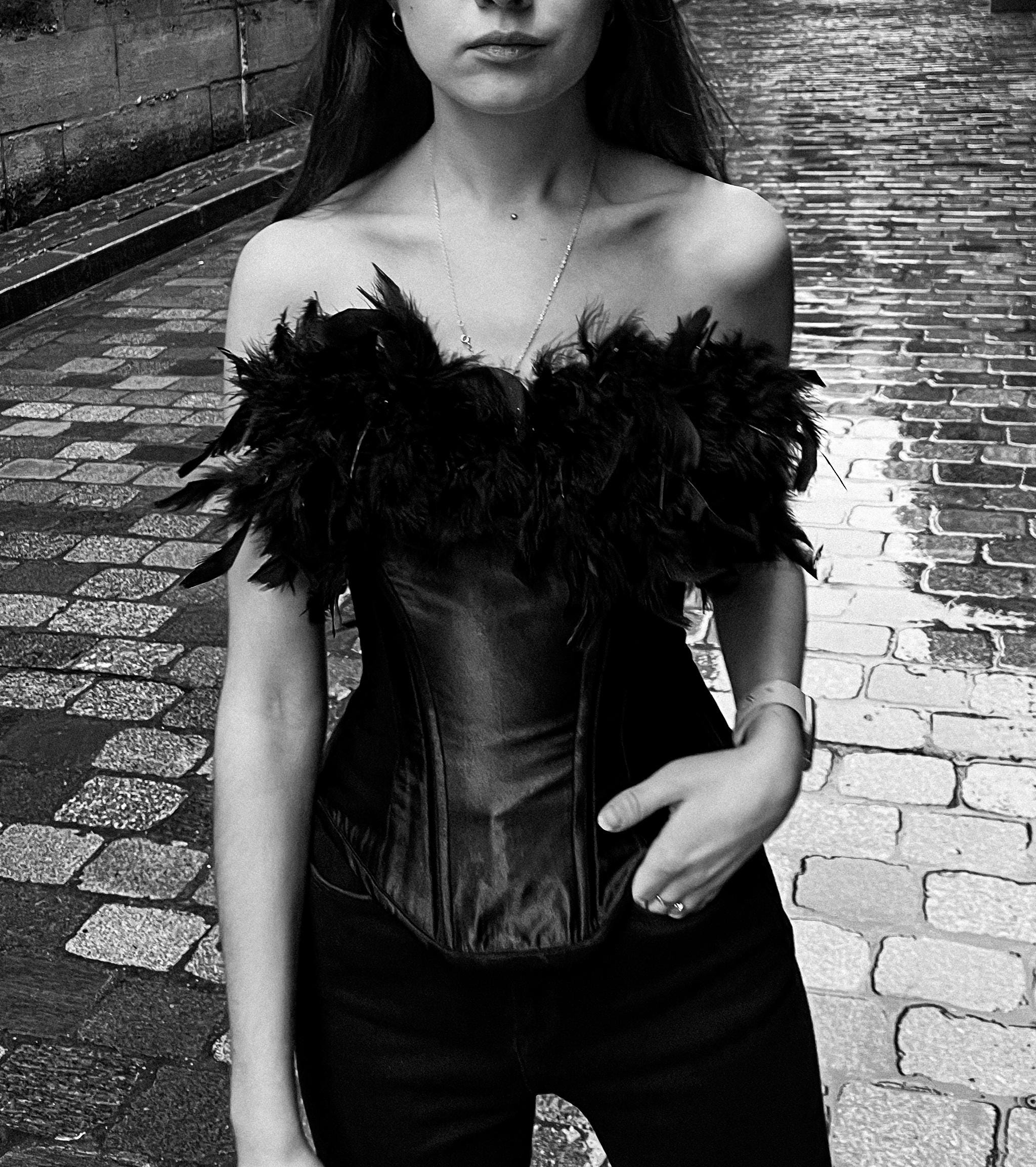 Corset Top With Feathers - Etsy