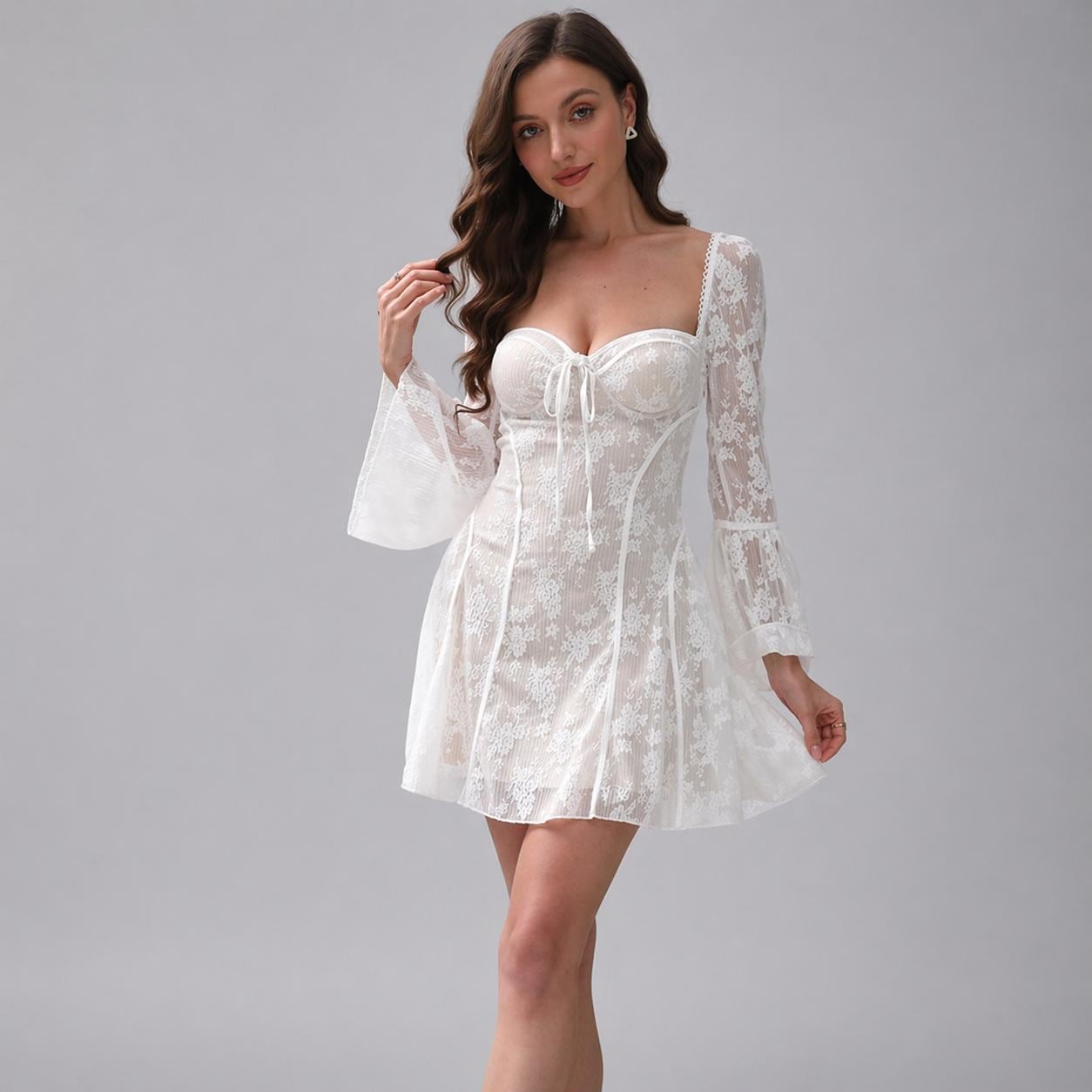 Bell Sleeve Simple Lace Dress - Etsy Bell Sleeve Simple Lace Dress - Etsy