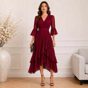 sachin and babi light blue dress Plus Size Crepe Square Neck, Alena Midi Dress in Wine, Size 2X, for Brunch main image 0