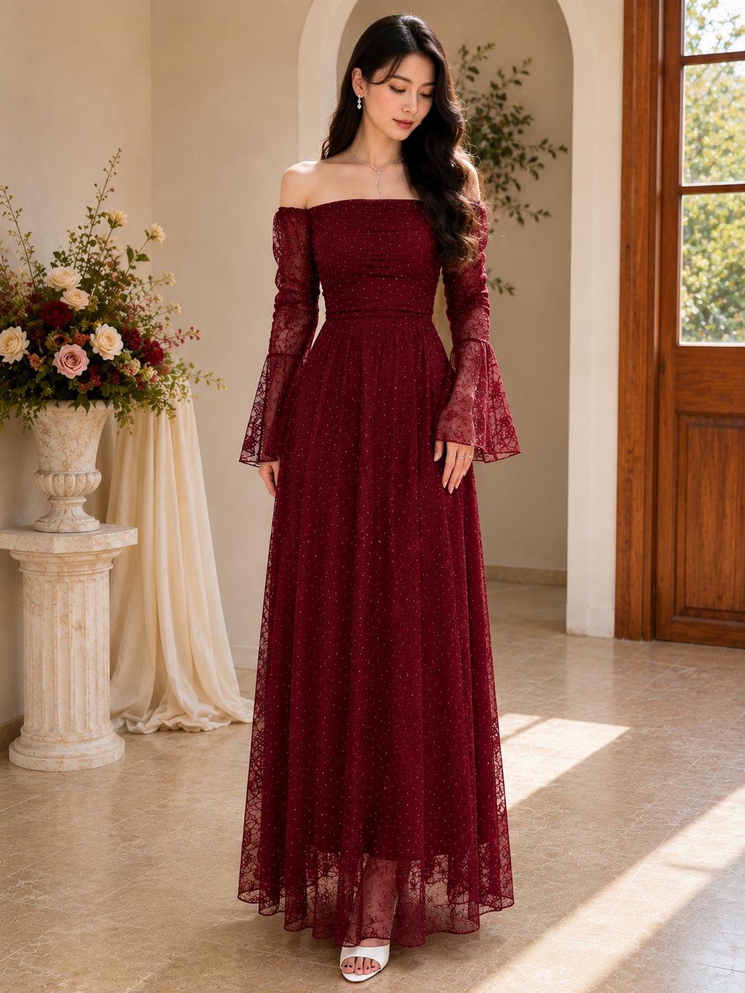Burgundy Modest Bridesmaid Dress - Etsy