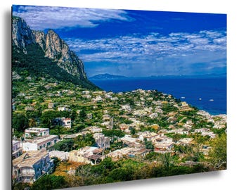 Capri Italy Photography Print, Mediterranean Cliffside Village Wall Art, Italian Coastline Landscape Photo, Amalfi Sea View Travel Decor