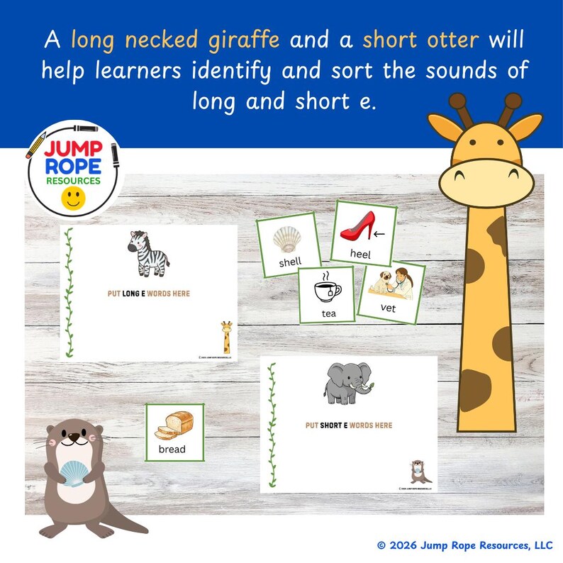 Vowel Safari Long and Short E Picture Sort - Etsy