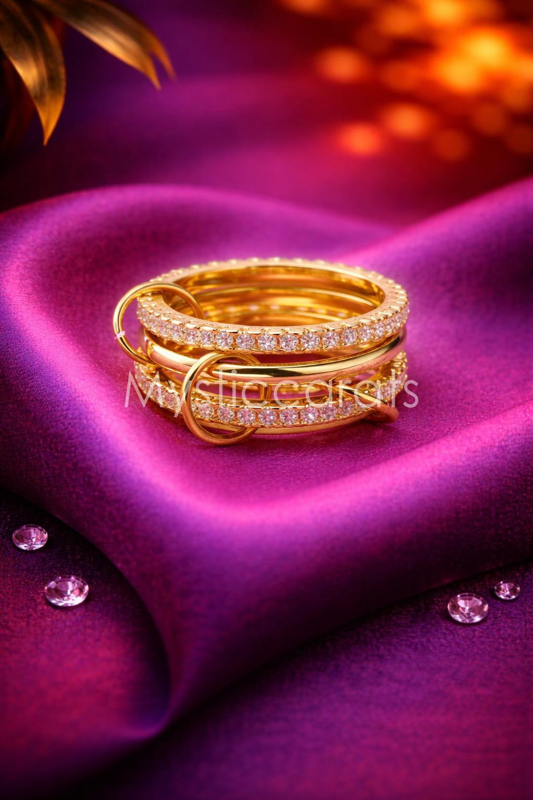 Triple Stack Rings Sterling Silver Gold Plated Interlocking Triple Stack Ring - Etsy
