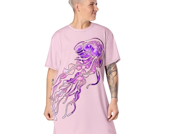 Large Jellyfish Design | T-shirt dress | Oversized Comfort