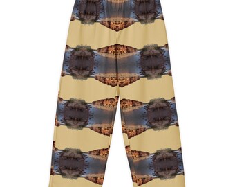 Pantaloncini unisex a gamba larga in cotone con paesaggio paesaggistico, 036