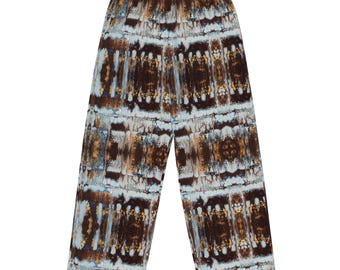 Fluid Art Print unisex wide-leg pants, 070