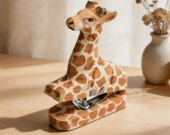 Giraffe Mini Stapler, Cute Wooden Animal Stapler, Small Desk Accessory, Teacher Gift, Office Supplies,Giraffe Lover Gift,Back to School Gift