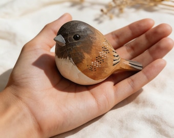 Hand Carved Wooden Bird Figurine, Brown Bird Decor, Handmade Mini Bird Ornament, Rustic Shelf Desk Decor, Cozy Desk Accent, Bird Lover Gift