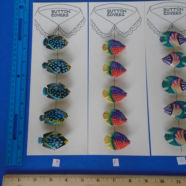 Set of 5 Hand-painted Fish Button covers (set of 5)